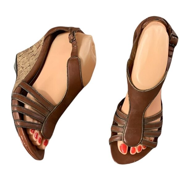Mossimo Strappy Brown Cork Gladiator Wedge Sandal Sz 7-1/2 M #136N - Picture 1 of 8